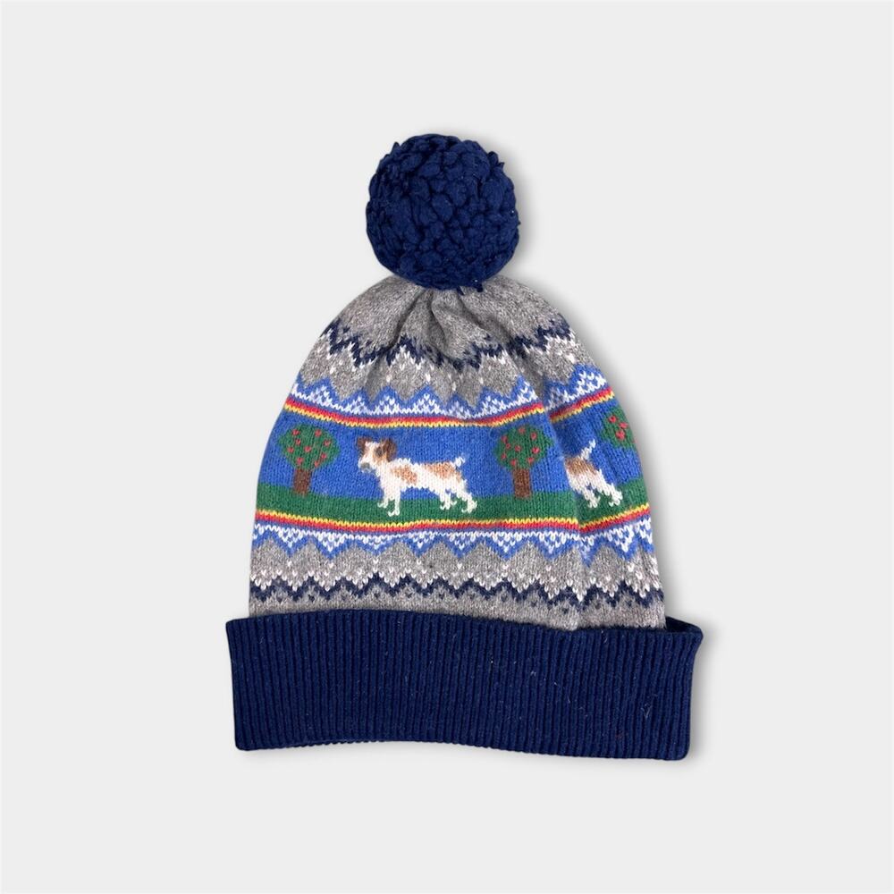 Mini Boden Intarsia Knit Fair Isle Sprout Winter Beanie Hat S